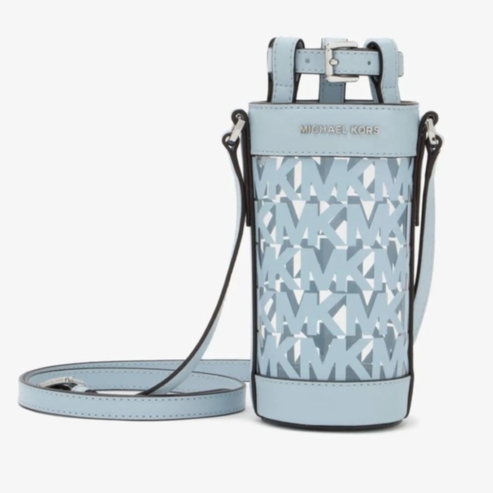 NWT  MICHAEL KORS PALE OCEAN BLUE WATER BOTTLE HOLDER Bag
